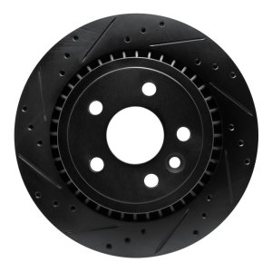 Volvo XC60 Brake Rotor (1) - Rear Left - R1 Concepts - Drilled & Slotted - Black - `10-`17